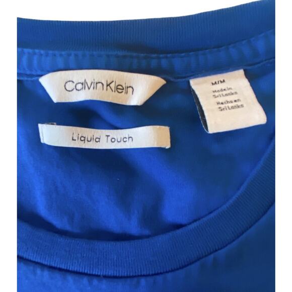 Calvin Klein Shirt Men’s Med Short Sleeve Liquid Touch Casual Crew Poseidon Blue - Picture 2 of 16